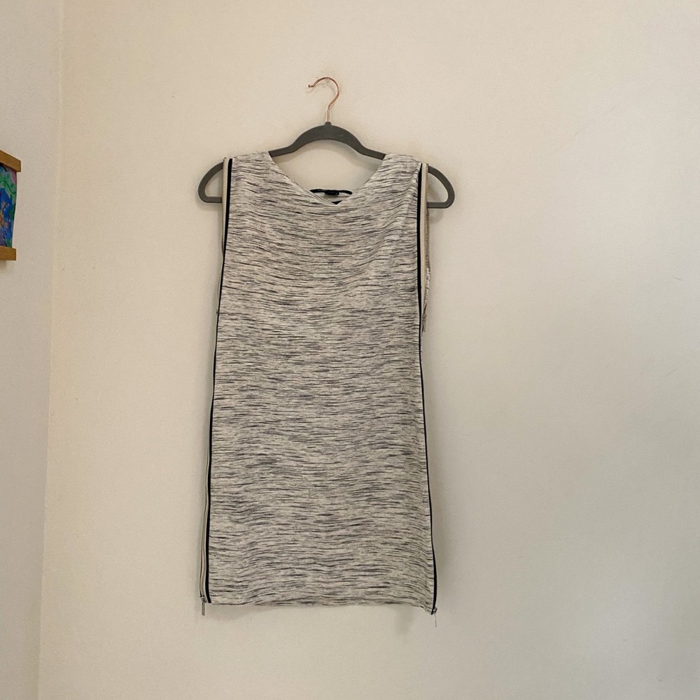 French Connection white tunic dress, with side zippers, Size 2